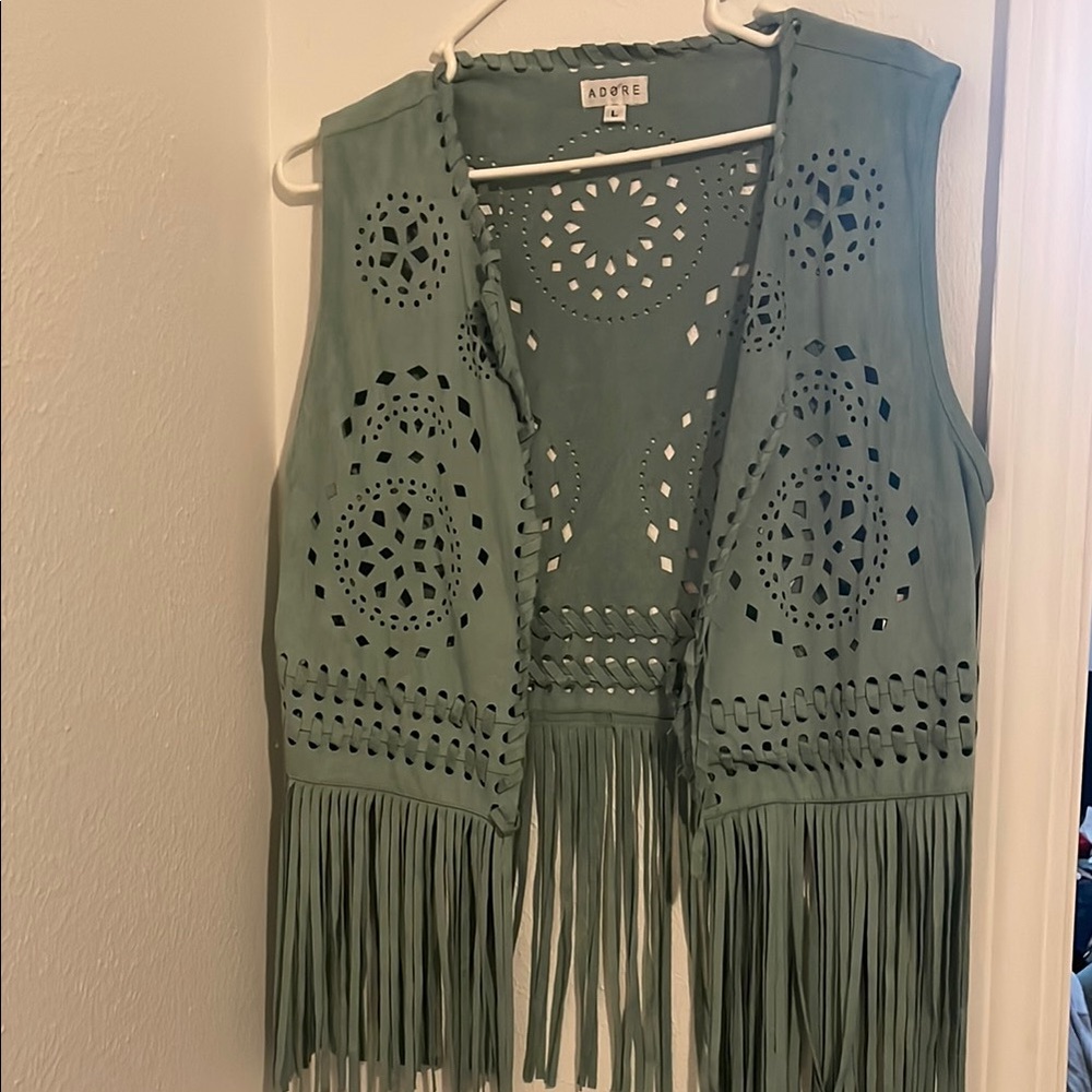 Aqua Green Fringe Vest